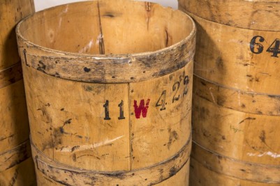 round wooden barrels